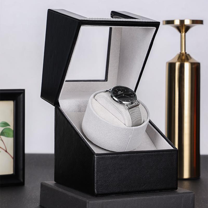 shaking watch mini single-head single electric watch box automatic winding watch box watch box box pu leather watch roll case