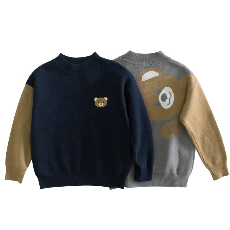 27kids brand children's clothing spring new kids' sweater baby boys' knitwear bear clothes one piece dropshipping