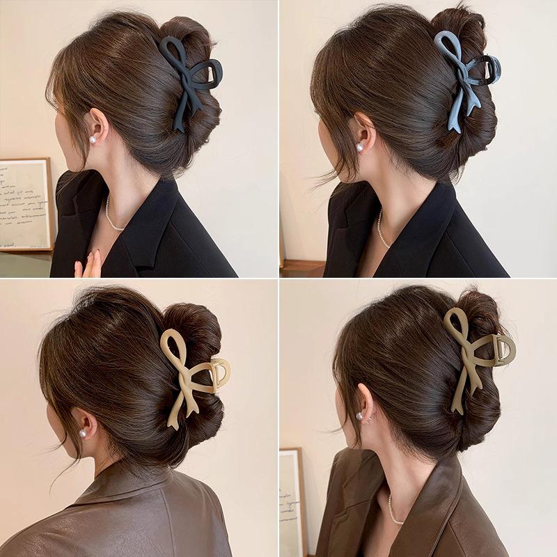 gradient bow claw clip female back head large size shark clip updo hairpin temperament hair claw hair clip headdress wholesale