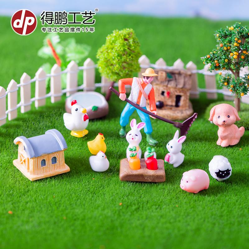 farm micro landscape landscape decoration cute animal chicken rabbit sheep pig puppy resin decorations decorations