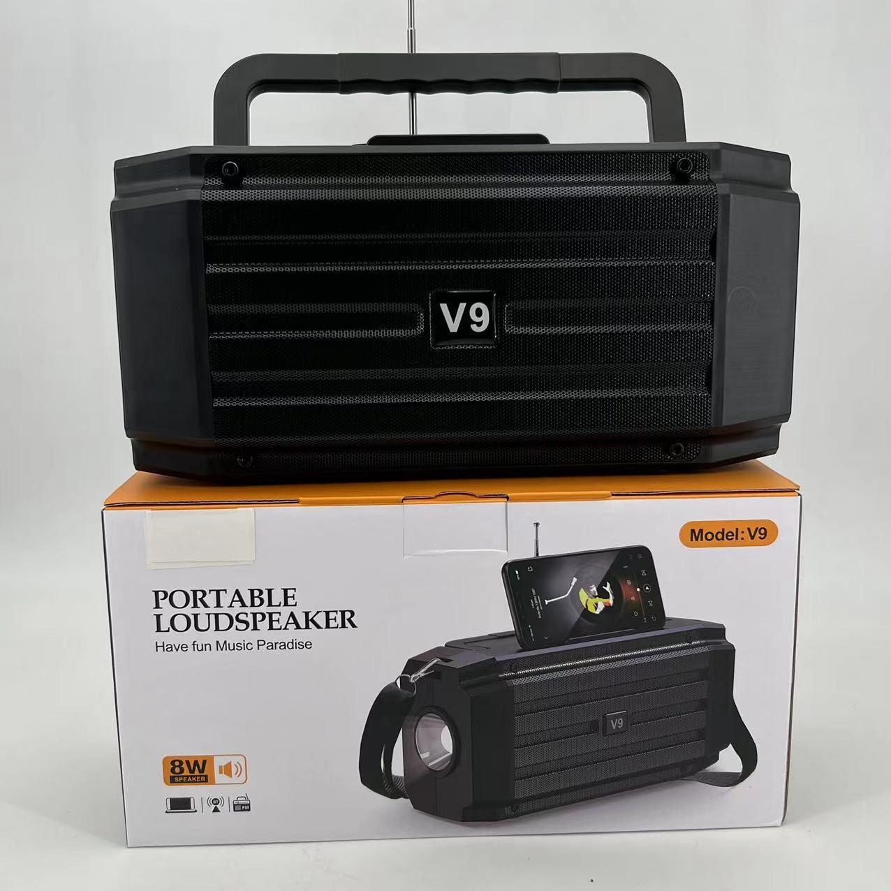 large solar panel v9 speaker outdoor portable bluetooth subwoofer camping flashlight card square dance audio