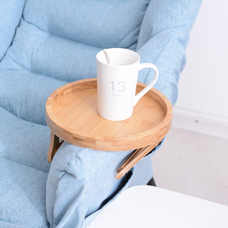 Cross-Border New Nordic Bamboo round Tray Living Room Sofa Handrail Tray Breakfast Plate Solid Wood Dessert Tea Tray