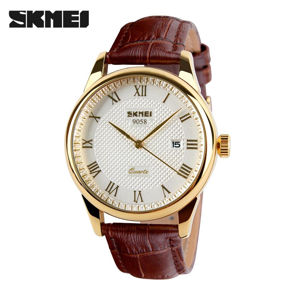 Skmei Men's Watch Classic Retro Watch Business Quartz Watch Men's Watch Wholesale Genuine Leather Waterproof Couple Watch