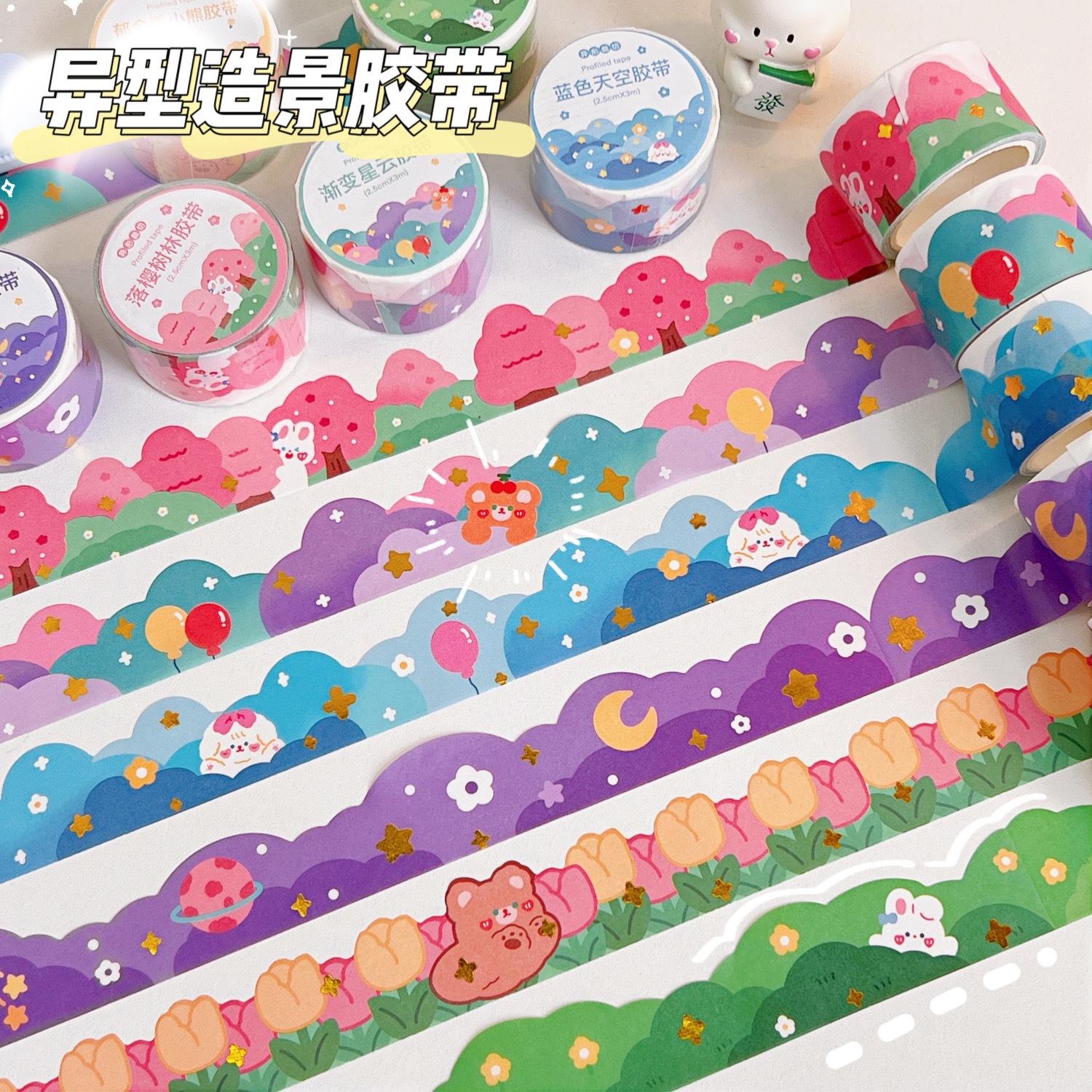 tengyi youpin transparent and paper adhesive tape creative journal index stickers flower stickers ins style diy decorative stickers full figure