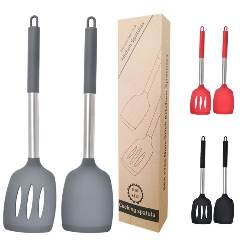 silicone cooking cookware shovel for frying fish fried eggs slotted turner home spatula non-stick spatula kitchenware turner