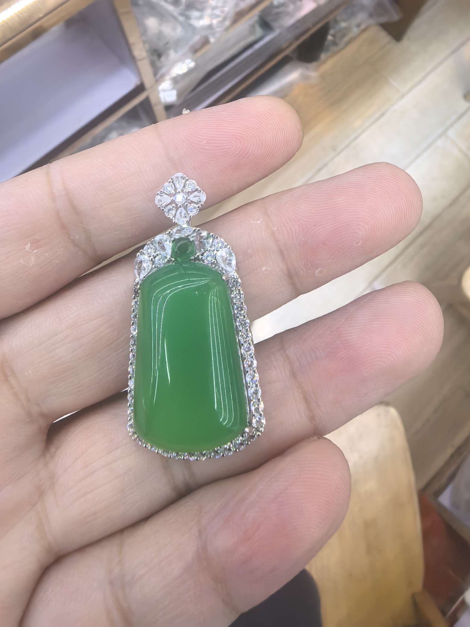 纯银满绿无事牌，髓缘珠宝，2024112509