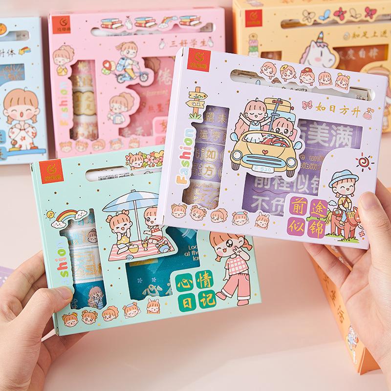 creative cartoon stationery journal stickers gentleman lei he paper adhesive tape boxed cute printing diy journal material full figure