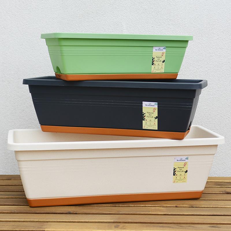 indoor balcony planting basin flowerpot rectangular plastic long strip resin flowerpot vegetable planting trough windowsill vegetable planting flowerpot