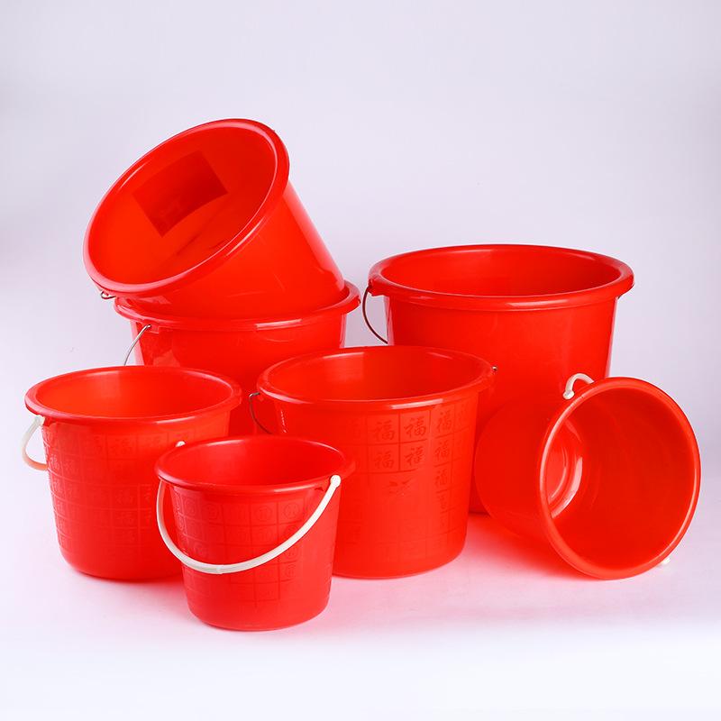 plastic bucket wholesale household plastic bucket thickened plastic red barrel portable bucket logo printing bucket