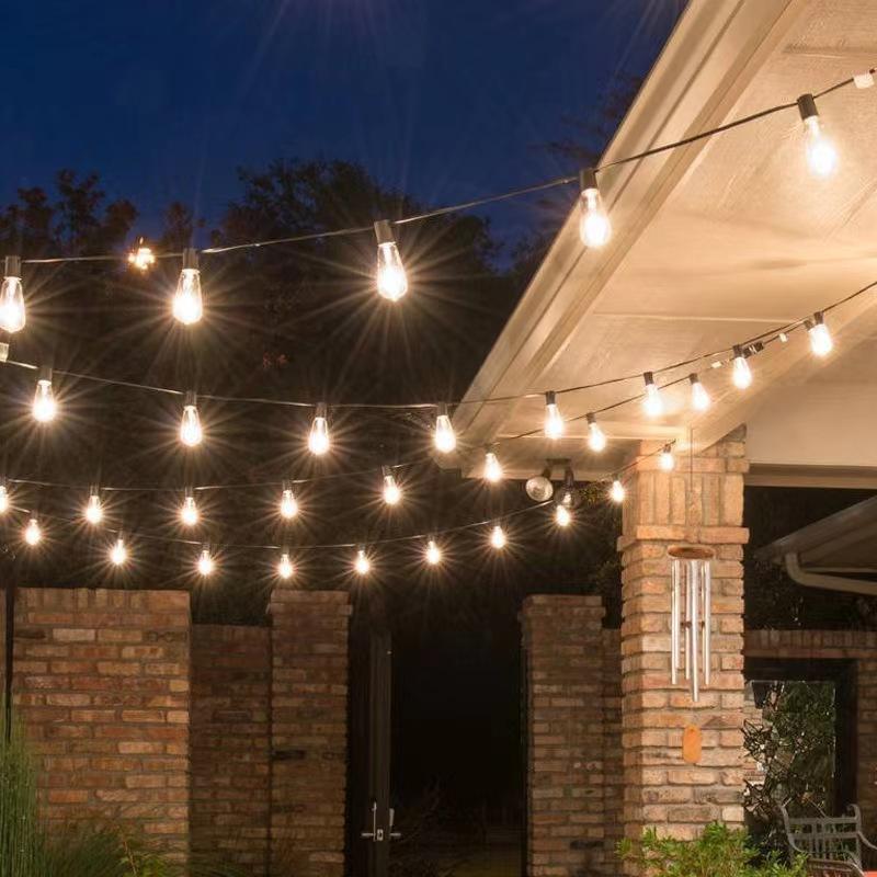 led light globe lighting chain outdoor scene layout decorative string lights lighting chain waterproof wedding cooper wires camping lantern solar energy