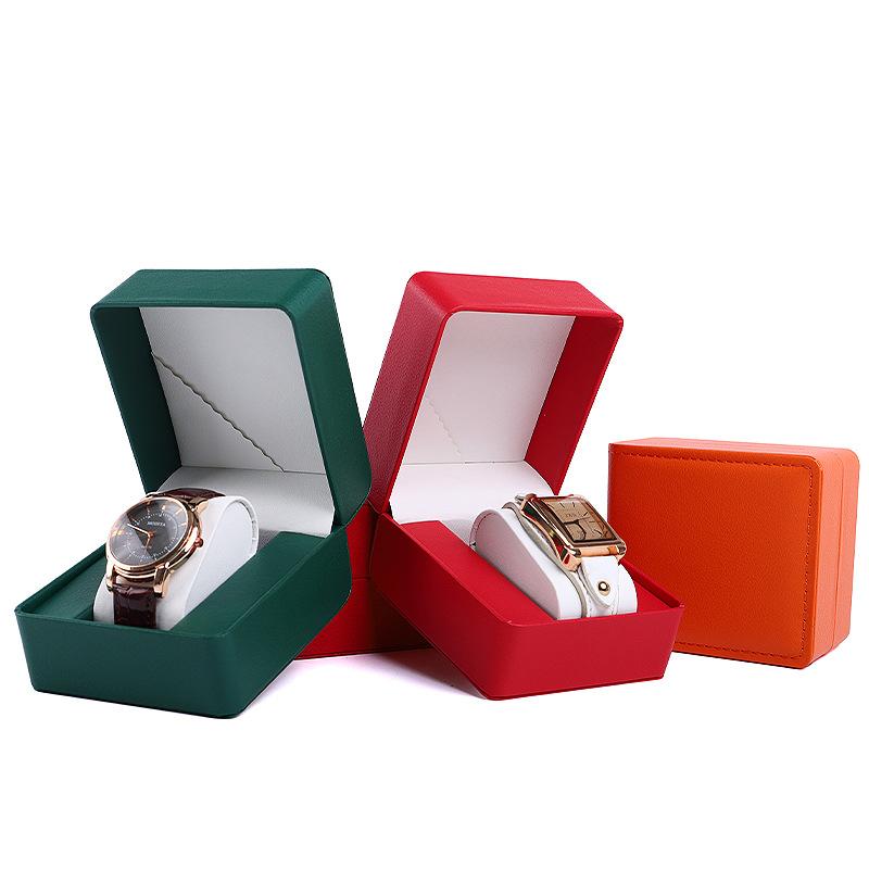 high-grade flip case pu leather watch box watch jewelry storage box watch packaging box watch box sub in stock
