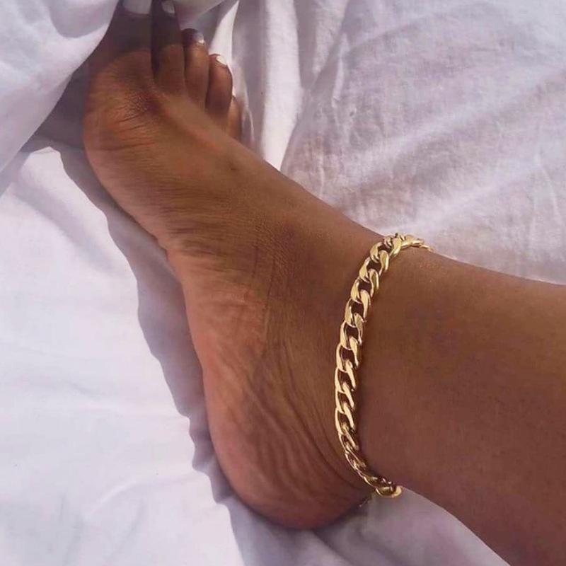 simple titanium steel anklet retro personality wild punk style anklet european and american 18k gold jewelry anklet