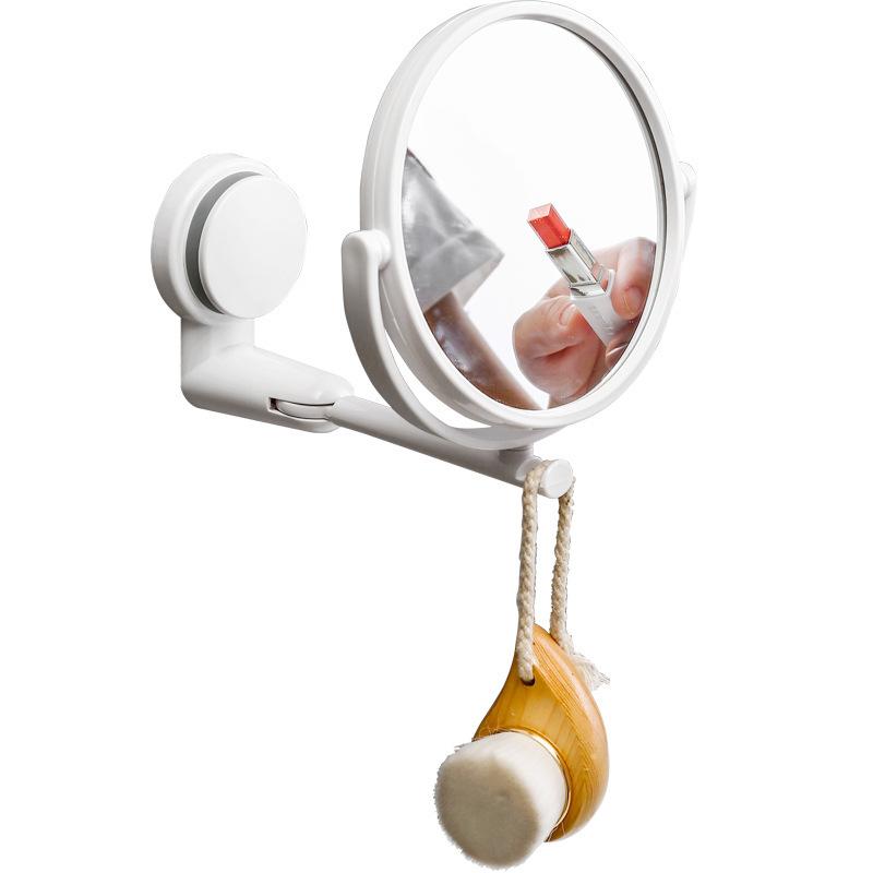 [creative] suction folding hairdressing mirror wall hanging adhesive dressing mirror punch-free rotatable cosmetic mirror round Item Picture
