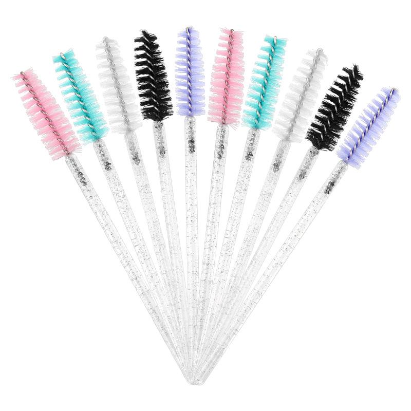 50 pcs/pack disposable crystal rod mascara brush eyelash mascara brush eyelash curler spiral makeup brush brow groomer