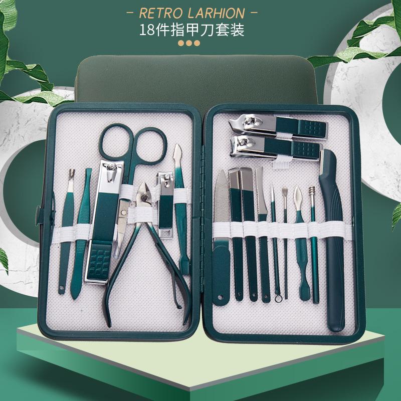 Emerald Green Nail Scissors Full Set Pedicure Knife Nail Clippers Set Box Manicure Implement Nail Clippers Set for Manicure