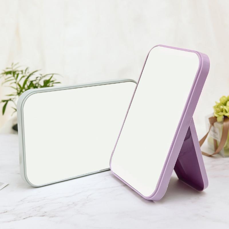 hd one-sided makeup mirror desktop plastic colorful dressing mirror foldable and portable large square princess mirror details Picture