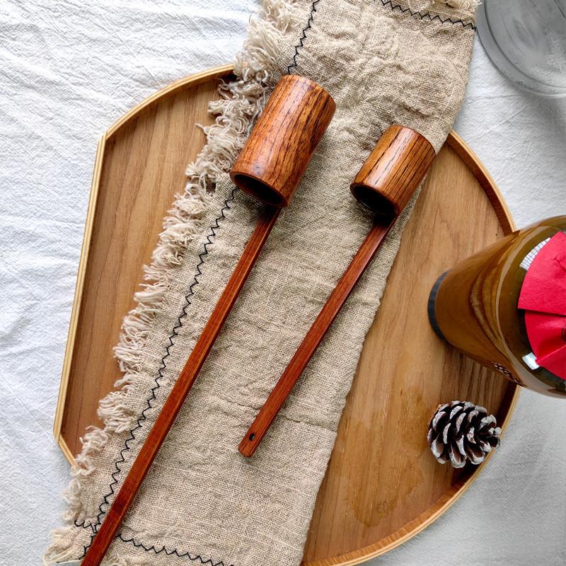 New Arrival Wooden Wine Dipper Wine Spoon Bamboo Liquor Wine Dipper Lifter Wine Scoop Spoon Stainless Wine Measurer Wine Container Scoop Wine Jigger