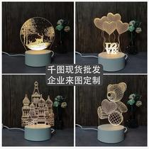 new creative 3d small night lamp bedroom bedside led light activity gift company logo acrylic cultural creative light