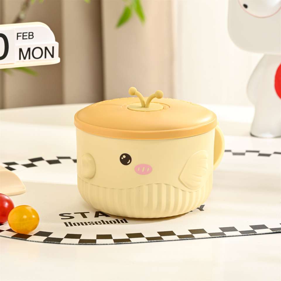 M73-9986 Children's cute cartoon 304 stainless steel bowl, soup bowl handle, baby food bowl, student soup bowl, fish lunch box Item Picture
