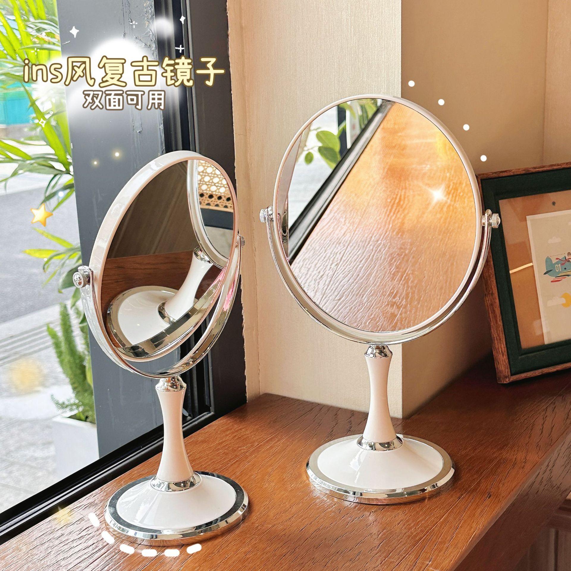 wholesale european-style 360-degree rotating 6-inch dressing mirror princess mirror desktop 3-fold enlarged desktop double-sided cosmetic mirror full figure