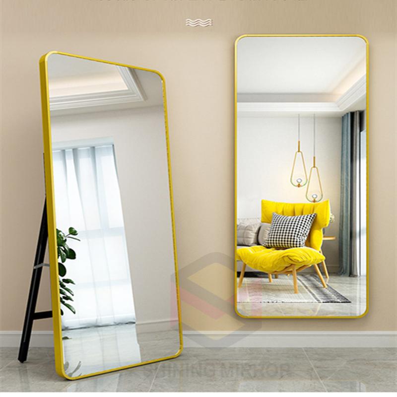 factory wholesale aluminum alloy covered mirror floor mirror bedroom wall dressing mirror hd full-length mirror full-length mirror