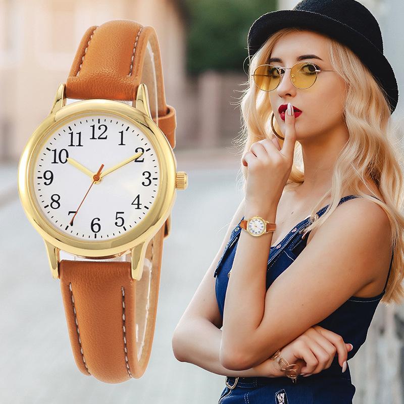 New Simple Fashion Women's Leather Belt Quartz Watch High-End Girl Student Small and Waterproof Belt Watch
