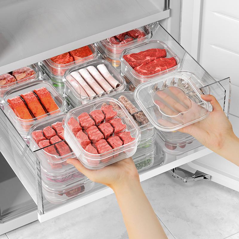 refrigerator frozen meat compartment box freezing storage box frozen meat dedicated fresh-keeping box kitchen food storage separately packed case