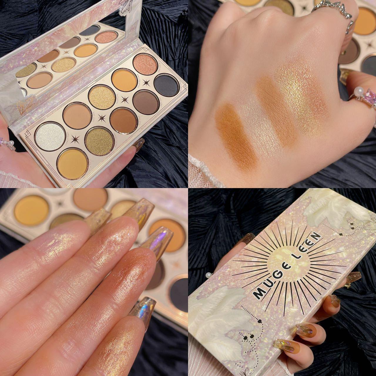 muge leen ten colors rich gold eye shadow plate shimmer matte flash niche earth color series eye shadow plate
