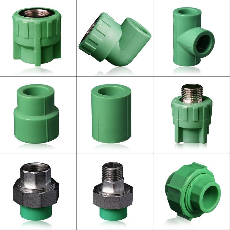 6 Points 25ppr Water Pipe Connector Accessories Pipe Fittings Hot Melt Outer Wire Inner Wire Connection Elbow Tee Joint Green