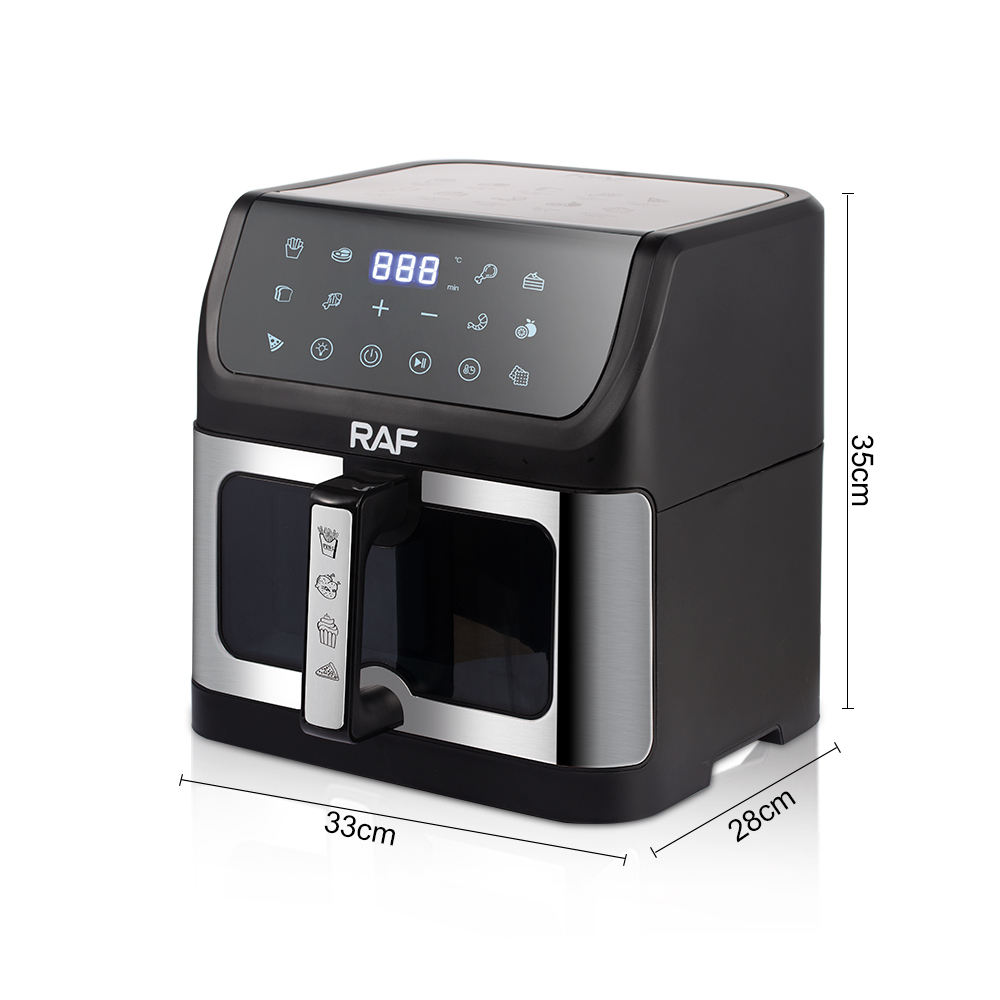 RAF European standard cross-border air fryer, large-capacity multi-functional smart home visual electric fryer, 10L, no smoke Specification image