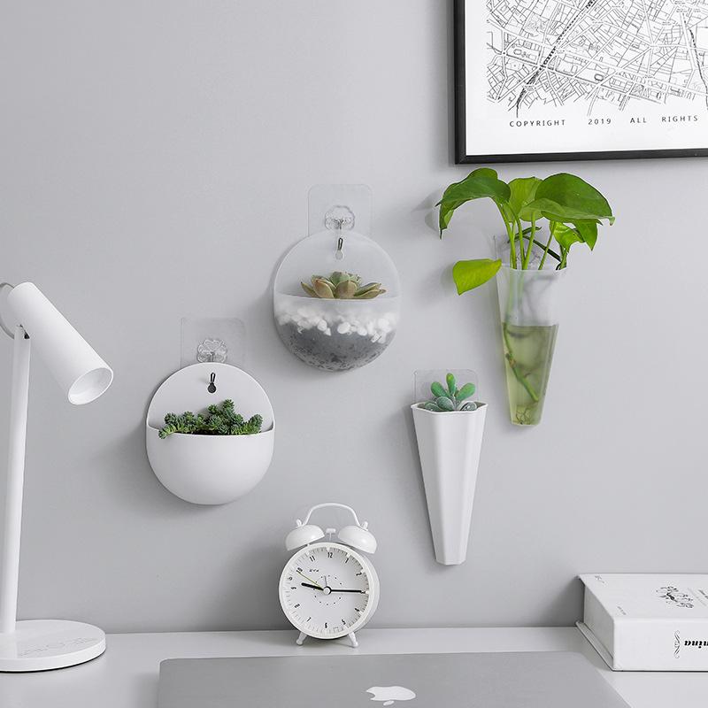 hydroponic wall flower hanging basin wall-mounted hanging vase lazy plastic wall hanging wall green radish flower hanging basin free hook