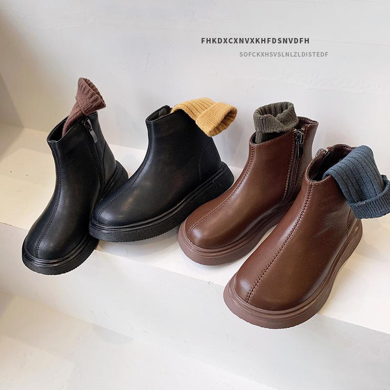autumn and winter children's shoes little boy british style baby boots girl little kids' booties boy children's martin boots black single boots