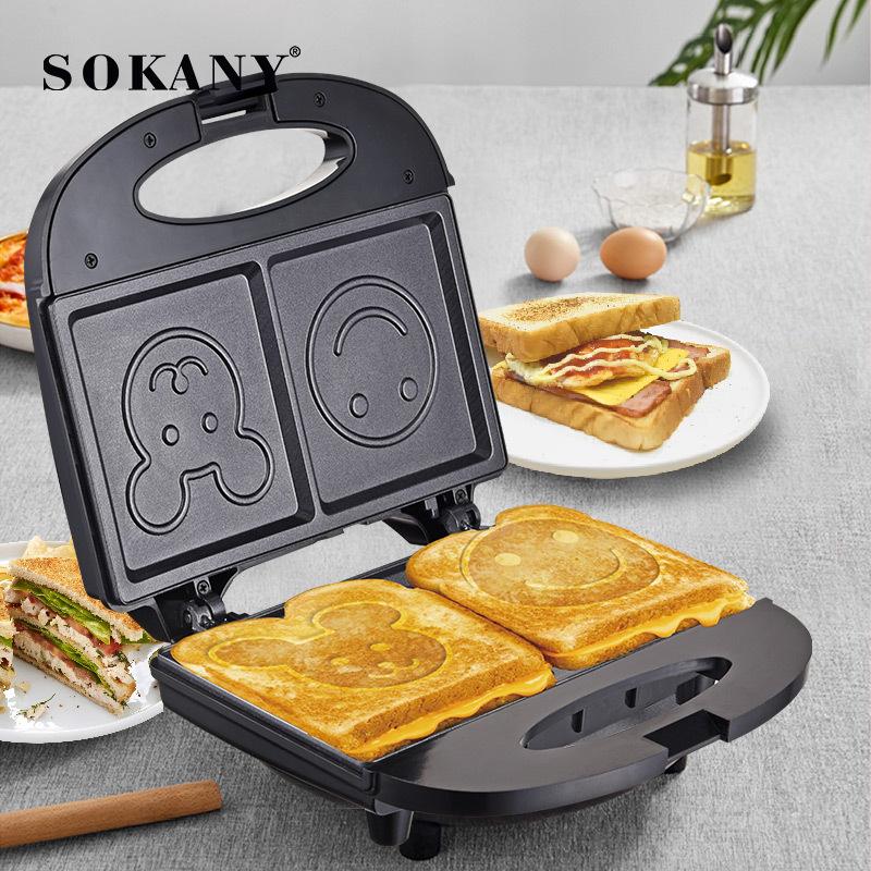 smiley face machine waffle machine bread maker household toaster sandwich machine breakfast machine light food machine electric baking pan