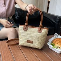 2024 shoulder crossbody woven bag women's new large capacity vacation beach bag commuter tote women's bag