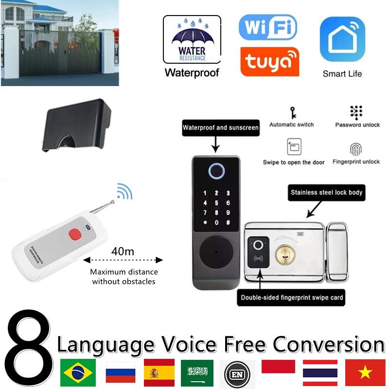 fingerprint lock graffiti wifi eight languages fingerprint lock exterior door lock remote unlock smart door lock