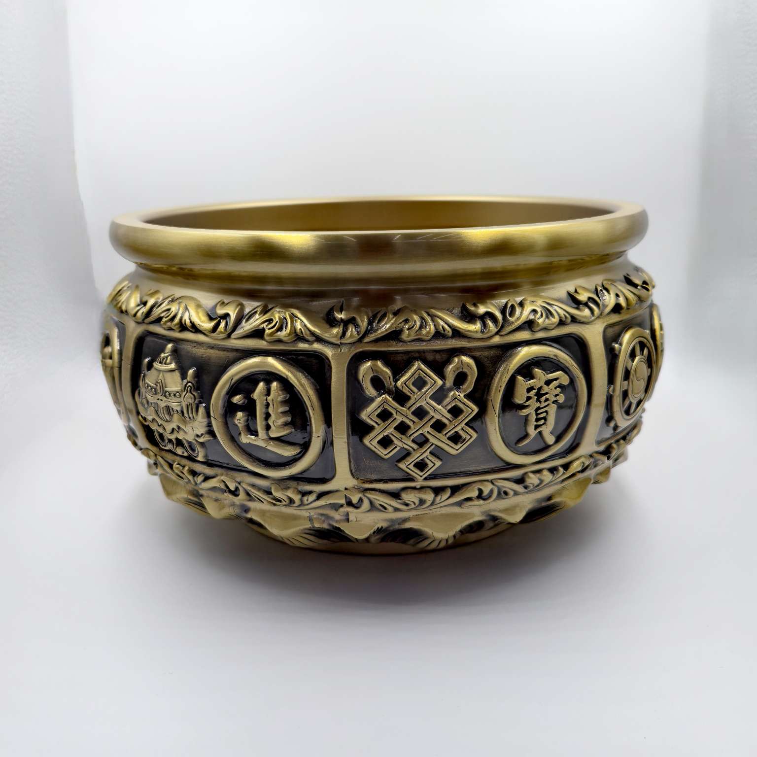 义乌市琳烺工艺品 批发零售各尺寸黄铜有求必应聚宝盆摆件详情图5