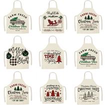 christmas decorative apron digital printing household cleaning equipment antifouling cotton linen household apron sleeveless coverall