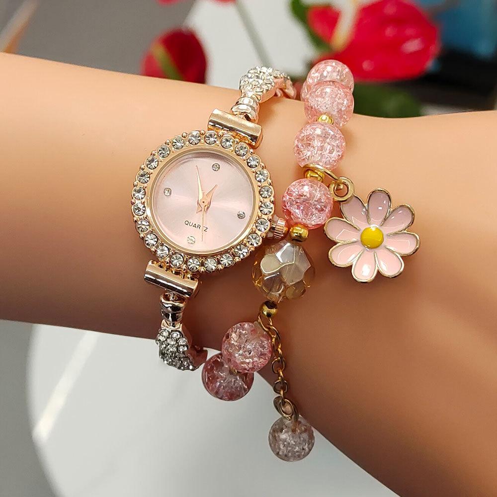 2023 new fashion diamond round women's watch free adjustment bracelet watch women's quartz watch factory wholesale