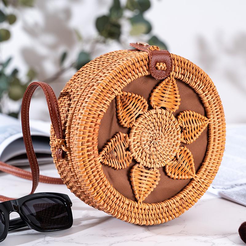 new ins internet celebrity women's bag crossbody straw bag hollow artistic woven rattan weave bag bucket bag straw bag