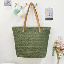 2024 new monochrome raffia environmental protection paper weaving straw bag woven bag beach weaving craft mummy bag twitter