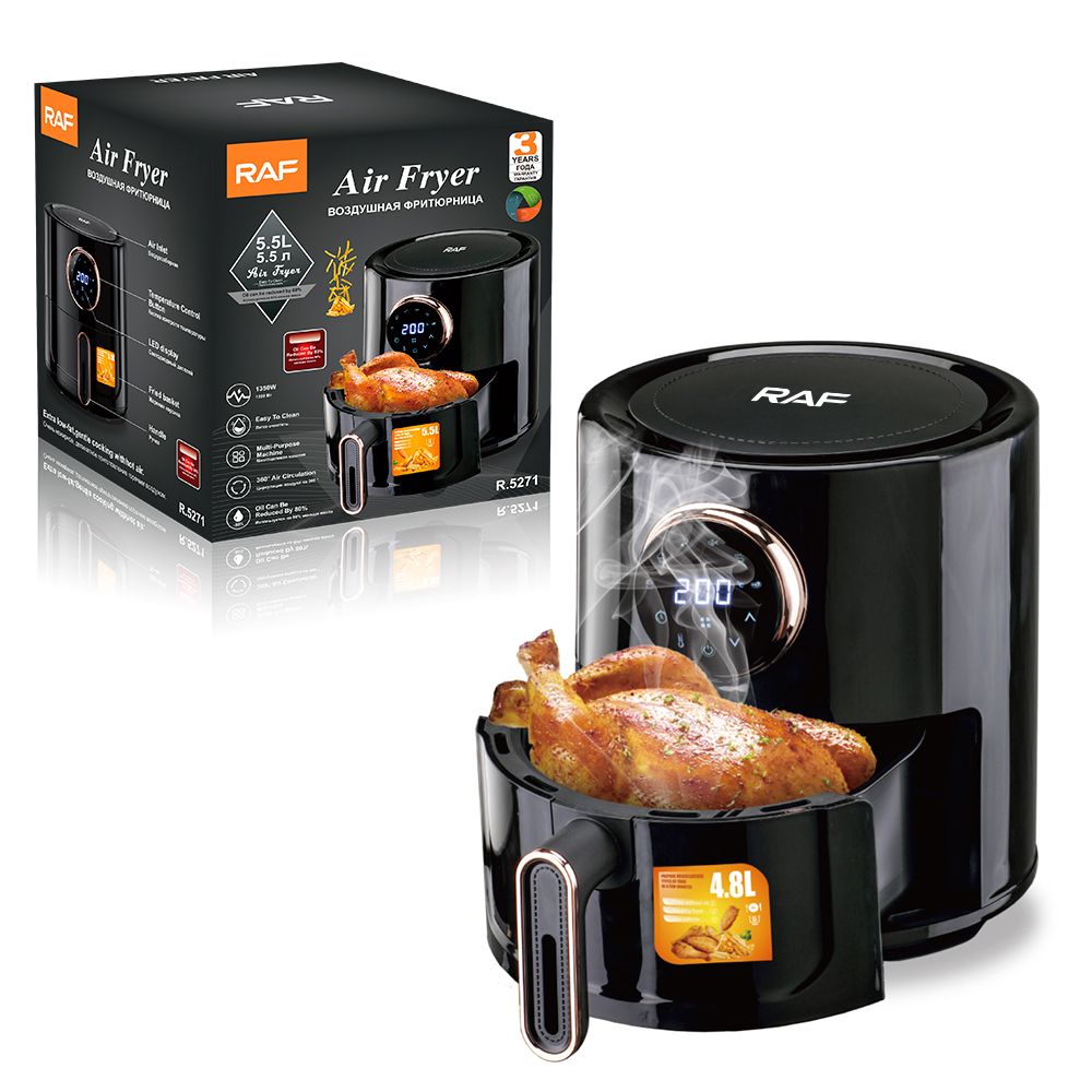 RAF Black automatic touch screen air fryer, smart oil-free small electric fryer, French fries machine
