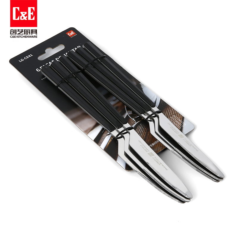 C&E Creative 6-piece Set of stainless steel, retro steak knife, dessert spoon, salad fork, restaurant, hotel, home use