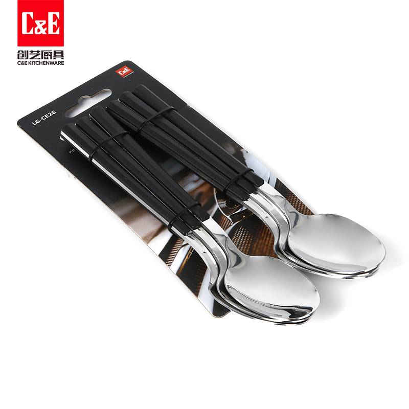 C&E Creative 6-piece Set of stainless steel, retro steak knife, dessert spoon, salad fork, restaurant, hotel, home use Specification image