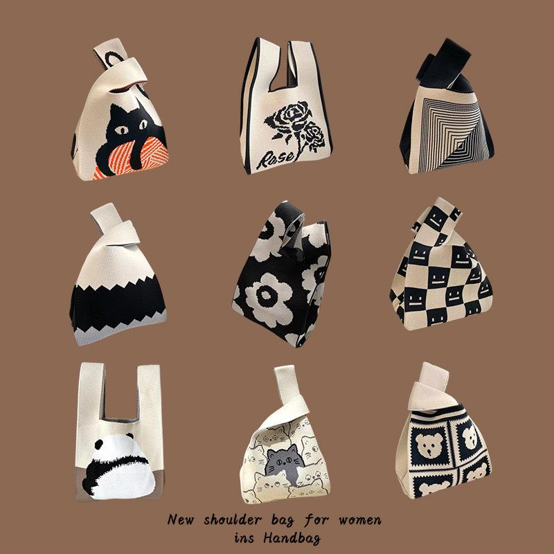 knitted bag handbag bucket bag tote bag woven bag bag women's bag women's bag vest bag simple gift