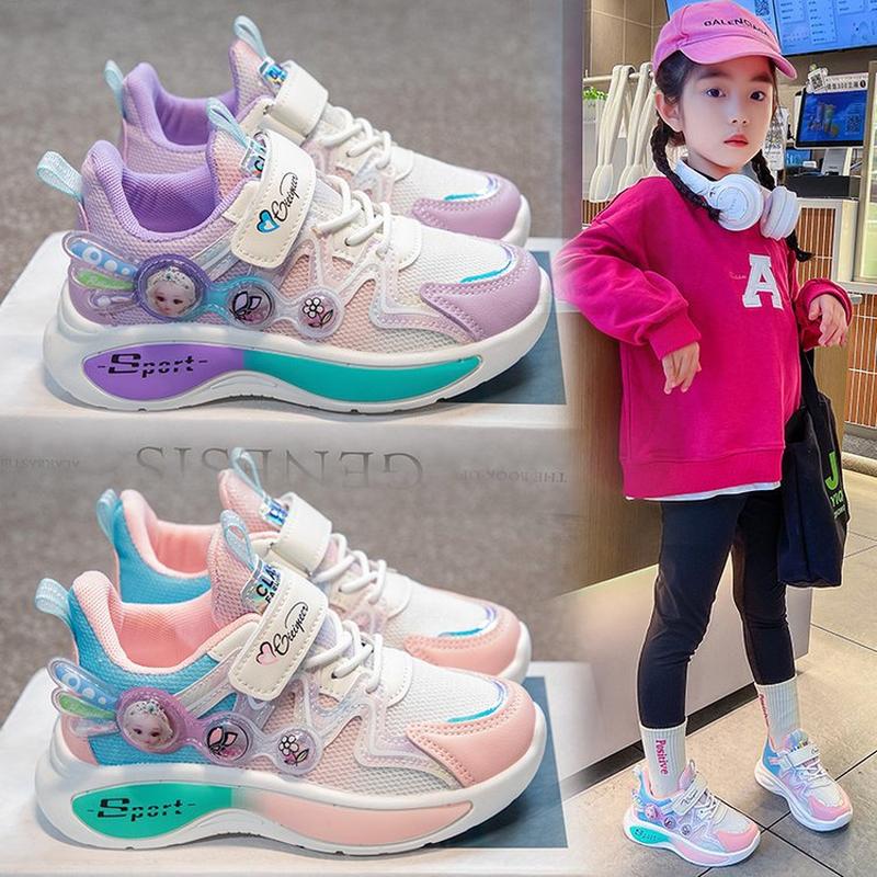 2023 new spring leisure student running shoes children's mesh shoes older kids' sneakers machine injection girls' shoes