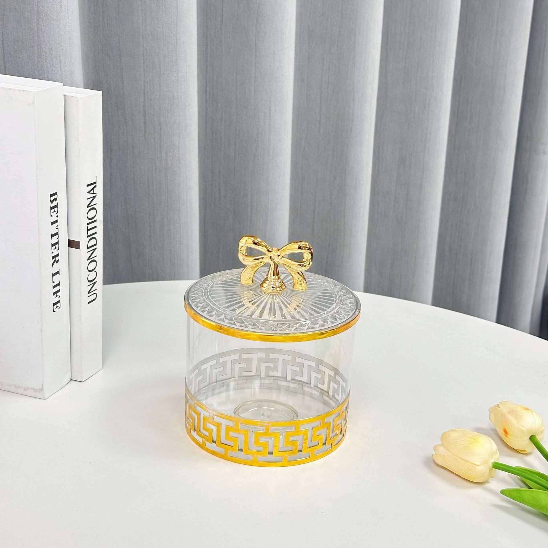 transparent european style retro high-leg gold-plated candy box seasoning containers nut jar light luxury european-style jar storage jar cereal grain