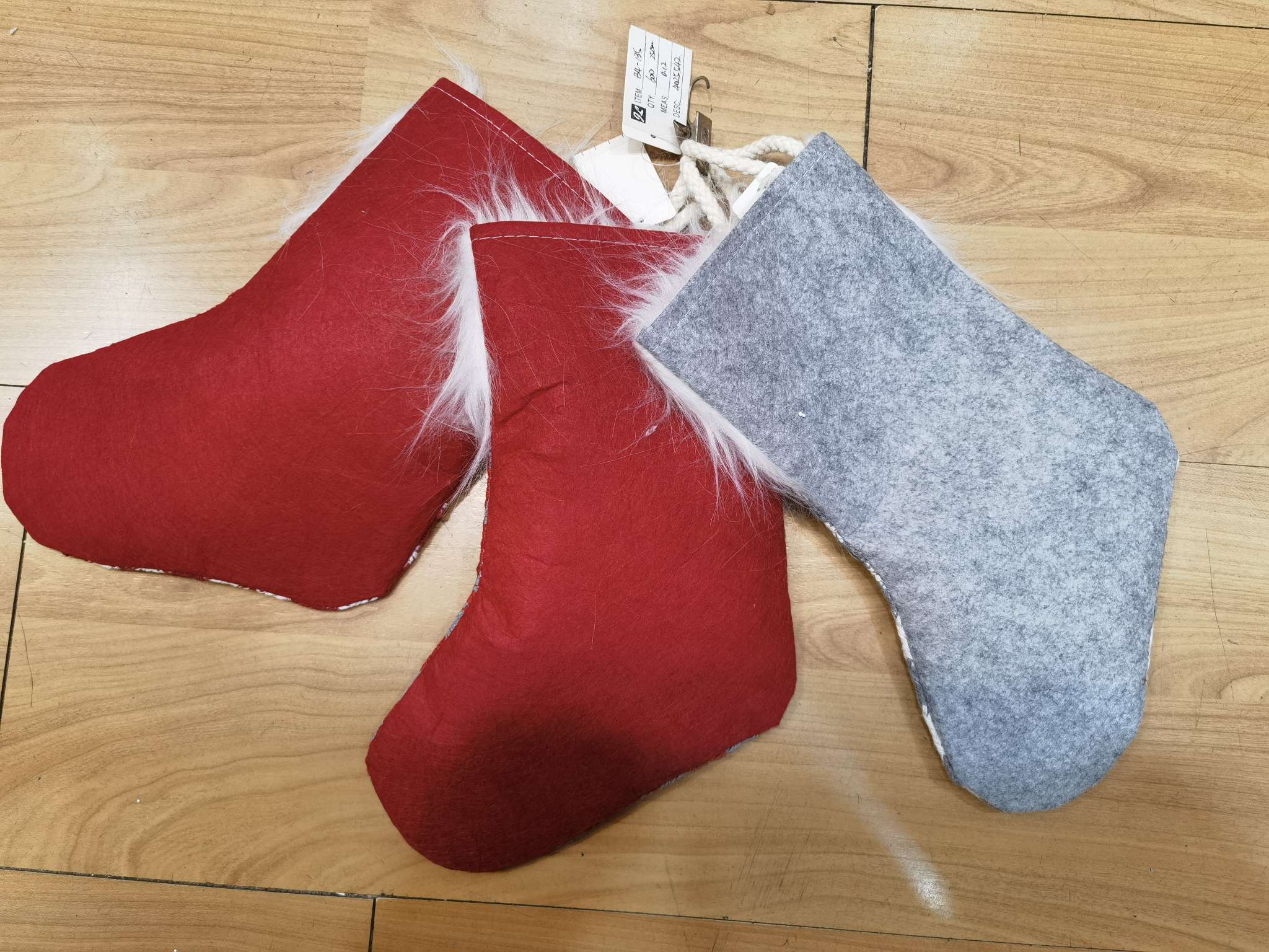 圣诞挂件，圣诞袜，布艺袜子，三色可选产品图