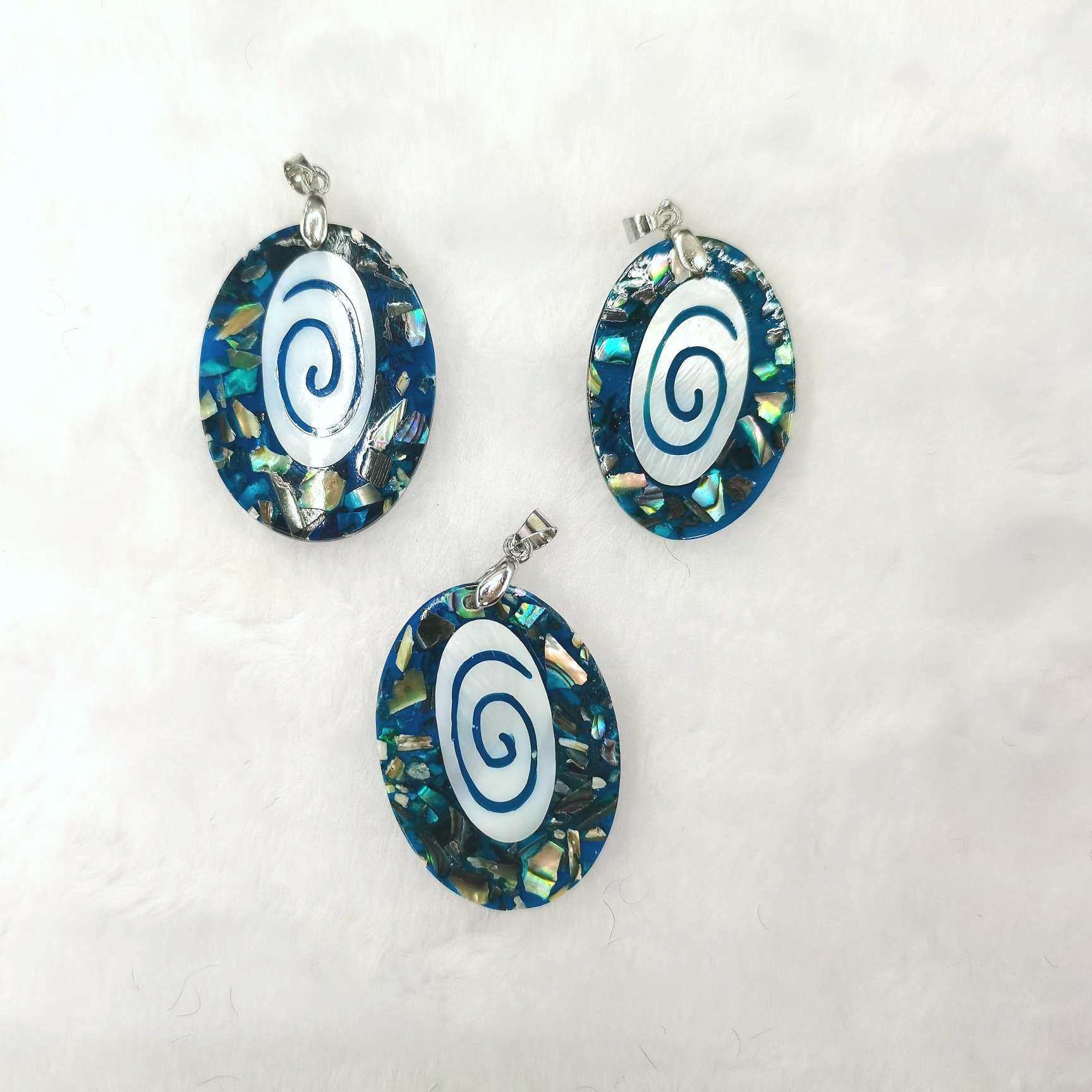 欧格贝壳饰品热门贝壳吊坠鲍鱼贝吊坠白贝吊坠贝壳项链鲍鱼贝项链椭圆形贝壳吊坠项链螺旋贝壳吊坠项链蓝色吊坠