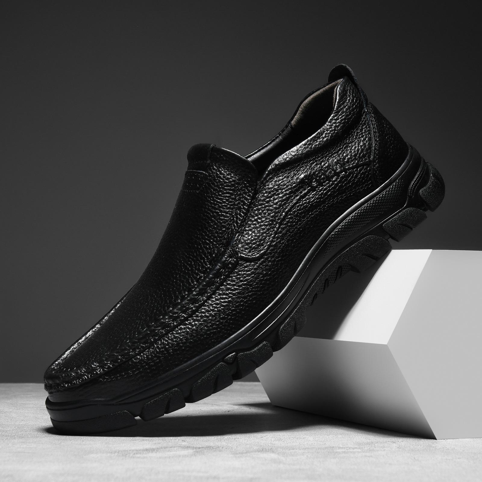 spring new men's black business formal wear leather shoes platform men's shoes large size cross-border outdoor leisure climbing shoes