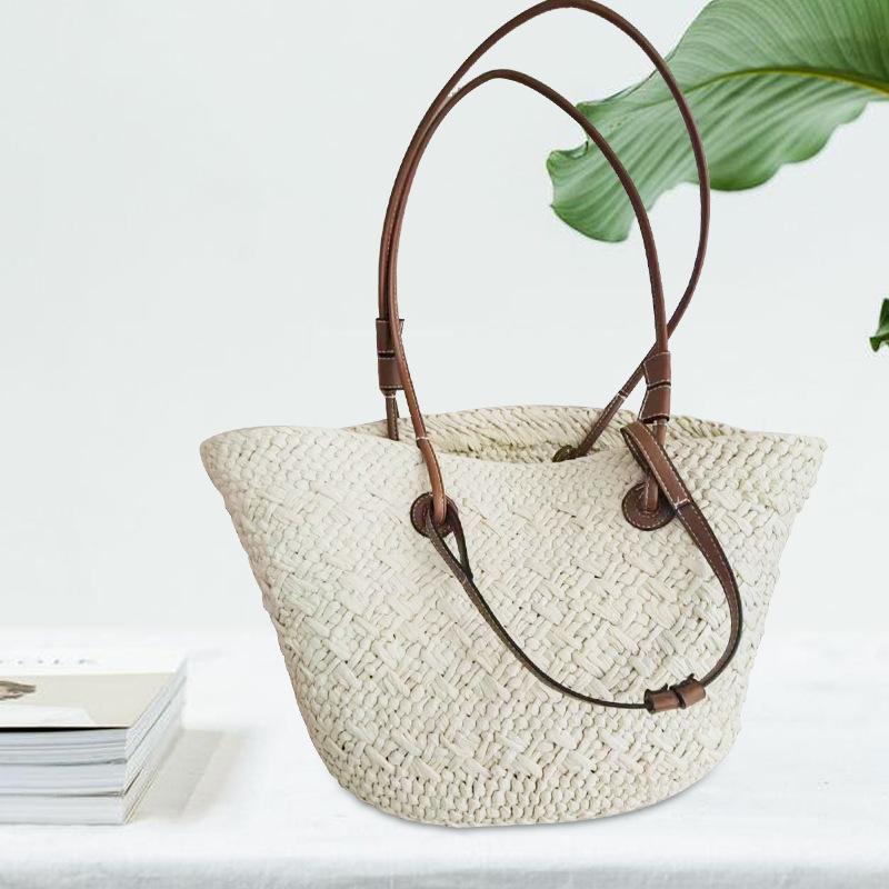 straw bag large capacity woven bag straw bag crossbody vacation bag hand knitted commuting large bag woven bag
